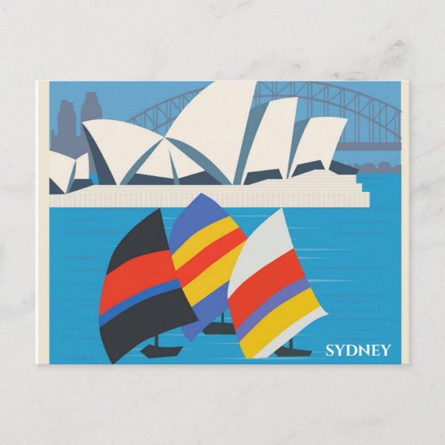 Cartão Postal Viagens vintage Sydney Austrália (Frente)