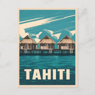 Cartão Postal Viagens vintage Tahiti Seanco Gráfico Retroativo