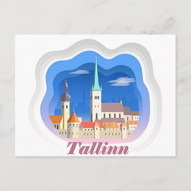 Cartão Postal viagens vintage Tallinn Estônia (Frente)