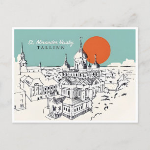 Cartão Postal viagens vintage Tallinn Estônia