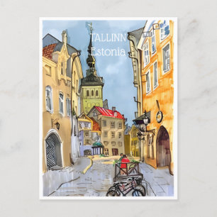 Cartão Postal viagens vintage Tallinn Estônia Estonie