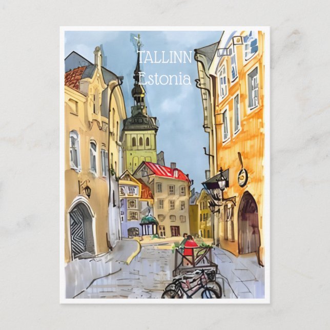 Cartão Postal viagens vintage Tallinn Estônia Estonie (Frente)