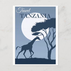 Cartão Postal Viagens vintage Tanzânia Africa African Giraffe