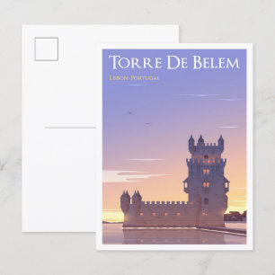 Cartão Postal Viagens vintage Torre de Belem Lisboa Portugal