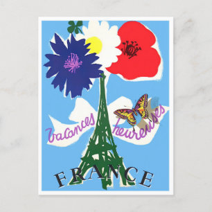 Cartão Postal Viagens vintage Tour Eiffel France