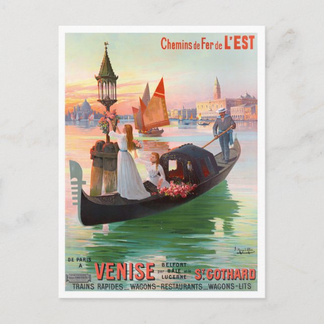Cartão Postal Viagens vintage Veneza Itália (Frente)