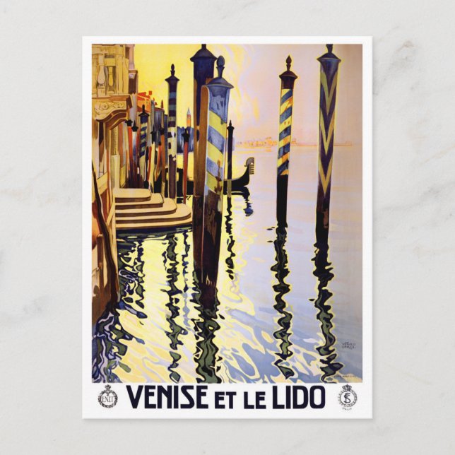 Cartão Postal Viagens vintage Veneza Lido Itália (Frente)