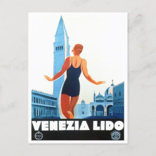 Cartão Postal Viagens vintage Veneza Lido Itália