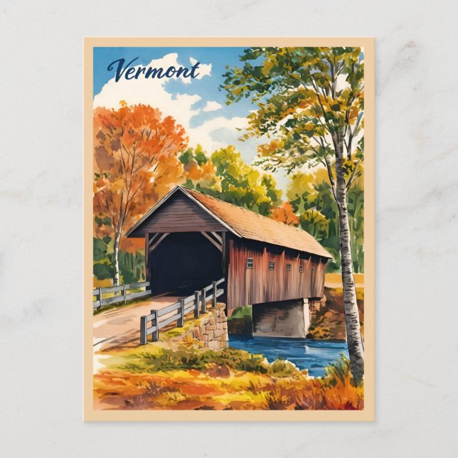 Cartão Postal Viagens vintage Vermont Paisagem Retrocética (Frente)
