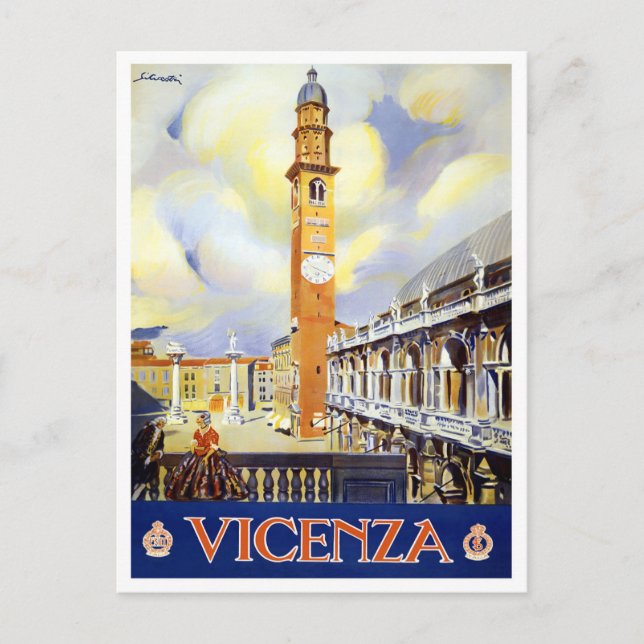 Cartão Postal Viagens vintage Vicenza Itália (Frente)