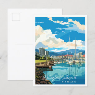 Cartão Postal Viagens vintage Wellington Waterfront Nova Zelândi