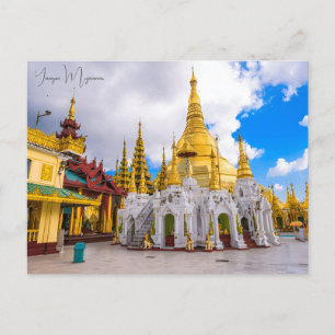 Cartão Postal Viagens vintage Yangon Myanmar Buddhism Altar