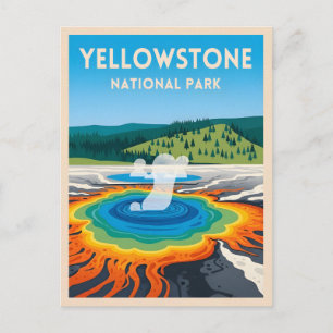 Cartão Postal Viagens vintage Yellowstone National Park Landscap