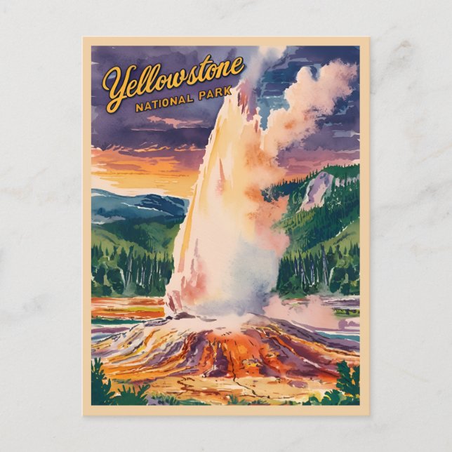 Cartão Postal Viagens vintage Yellowstone National Park Retro (Frente)