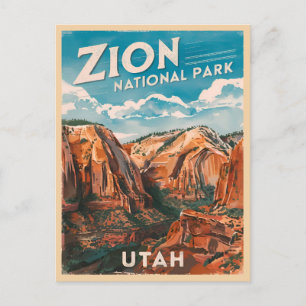 Cartão Postal Viagens vintage Zion National Park Utah Retro