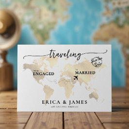 Cartão Postal Viajando de Engajado para Casado Salvar a Data