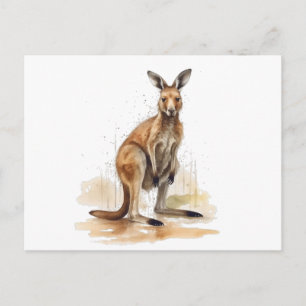 Cartão Postal Viajante do Outback: Canguru Aquarela
