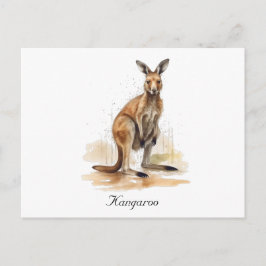 Cartão Postal Viajante do Outback: Canguru em aquarela personali