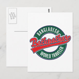 Cartão Postal Viajante mundial de mochila Bangladesh