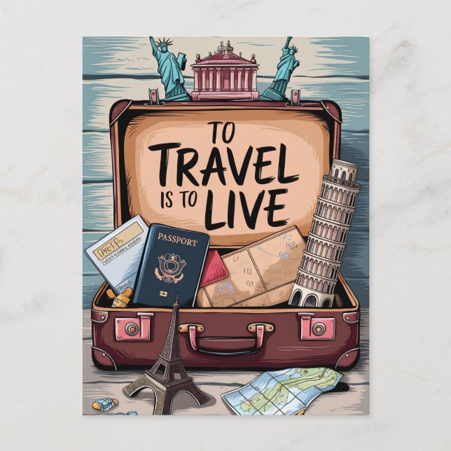 Cartão Postal Viajar é viver (Frente)