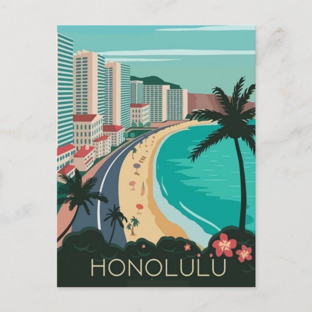 Cartão Postal Viajar para honolulu (Frente)