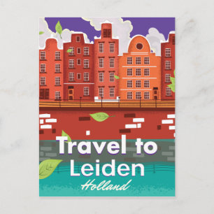 Cartão Postal Viaje para Leiden Holanda pôster de viagem de dese