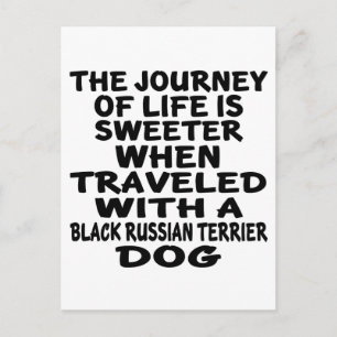 Cartão Postal Viajou Com Um Parceiro Negro Russo Terrier Life