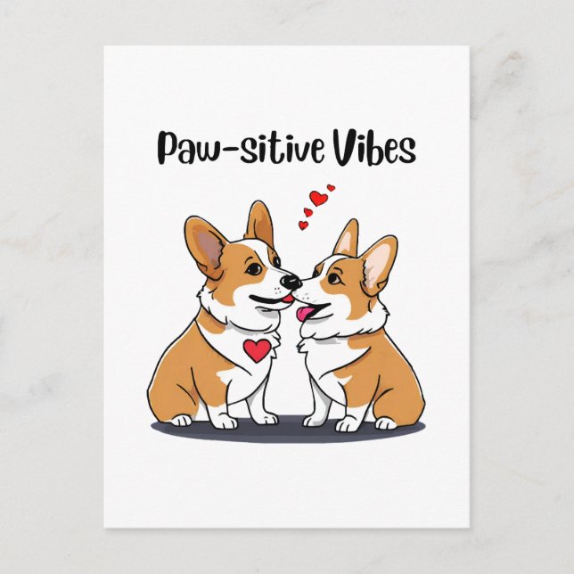 Cartão Postal Vibes Corgis Apaixonados (Frente)