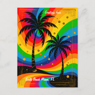 Cartão Postal [Vibes de South Beach] Palmeiras Coloridas em Esti