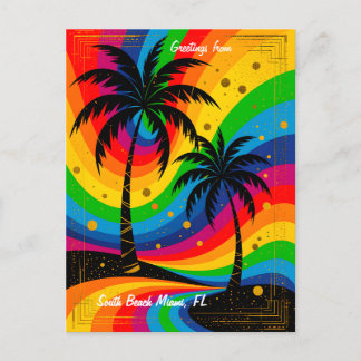 Cartão Postal [Vibes de South Beach] Palmeiras Coloridas em Esti