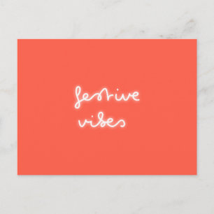 Cartão Postal Víblias festivas Moderno Neon Light Trendy Red X