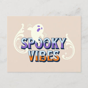Cartão Postal Vibrações Assustadoras de Fantasmas de Halloween R