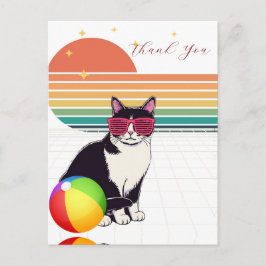 Cartão Postal Vibrações de Gato Legal ao Pôr do Sol