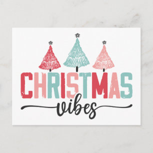 Cartão Postal Vibrações de Natal - Design de Árvore Festiva