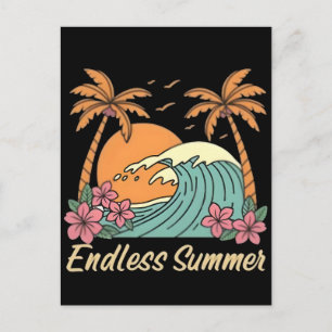 Cartão Postal Vibrações de Verão Praia Retro - Costa Vintage Sol