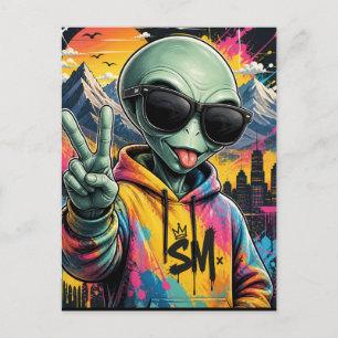 Cartão Postal Vibrações Divertidas de Alien