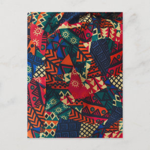 Cartão Postal Vibrant African Geometric Tribal Abstract Pattern 