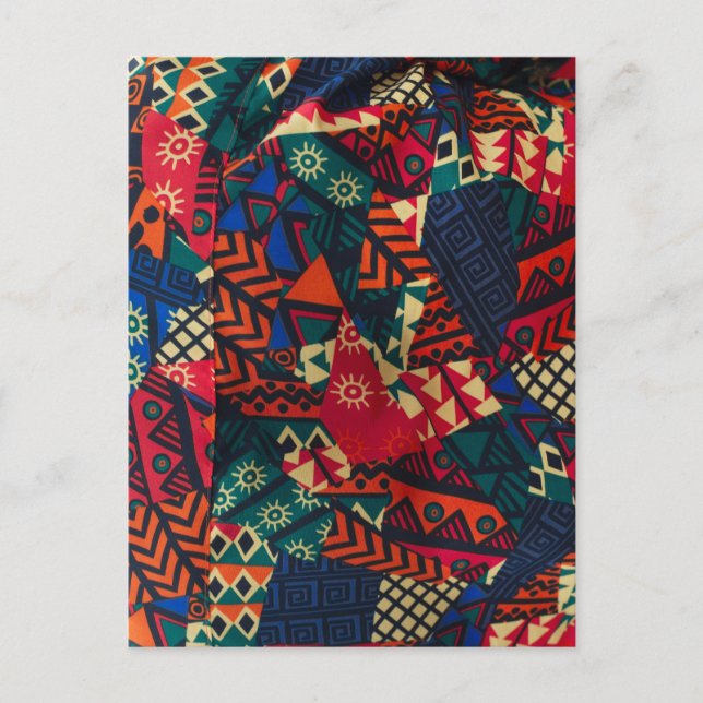 Cartão Postal Vibrant African Geometric Tribal Abstract Pattern  (Frente)