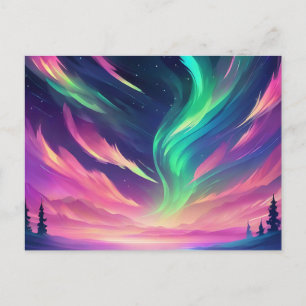 Cartão Postal Vibrant Aurora Borealis