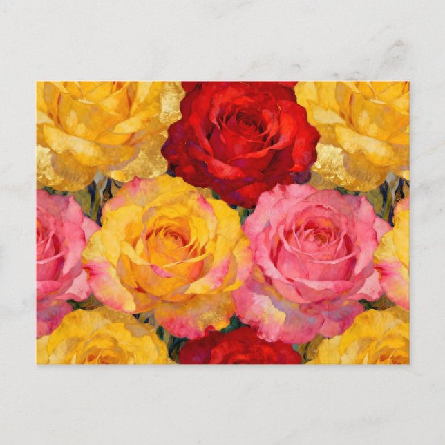 Cartão Postal Vibrant Blooming Roses (Frente)