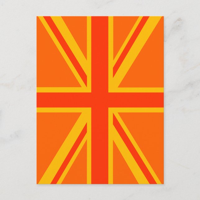 Cartão Postal Vibrant Orange Union Jack British Flag Swag (Frente)