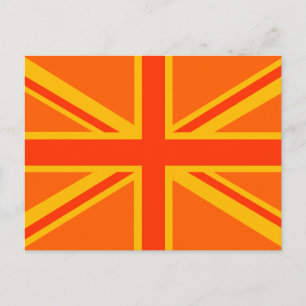 Cartão Postal Vibrant Orange Union Jack British Flag Swag