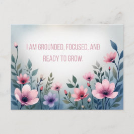 Cartão Postal Vibrant Pink Floral Embracing Growth Affirmation