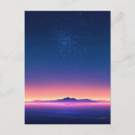 Cartão Postal Vibrant Starry Night Mountain Horizon