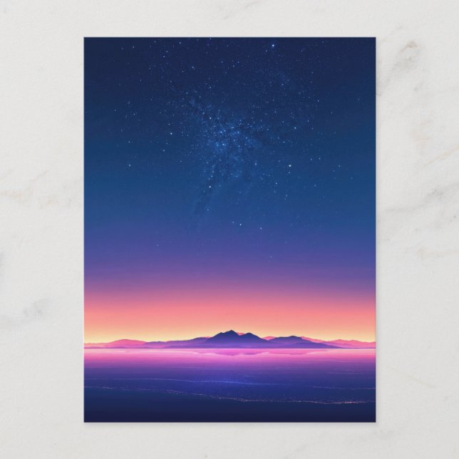 Cartão Postal Vibrant Starry Night Mountain Horizon (Frente)