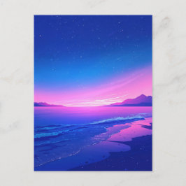 Cartão Postal Vibrant Starry Night Pink Beach