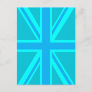 Cartão Postal Vibrant Turquoise Union Jack British Flag