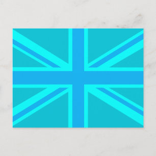 Cartão Postal Vibrant Turquoise Union Jack British Flag