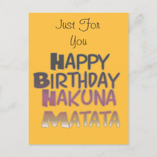 Cartão Postal Vibrante Feliz Aniversário Hakuna Matata Design
