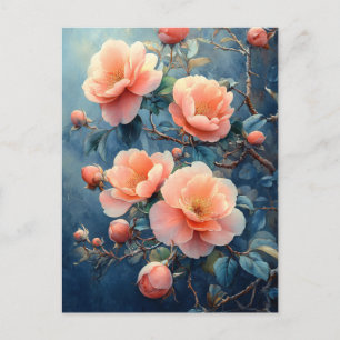 Cartão Postal Vibrante Flores De Pênia Rosa Aquarela
